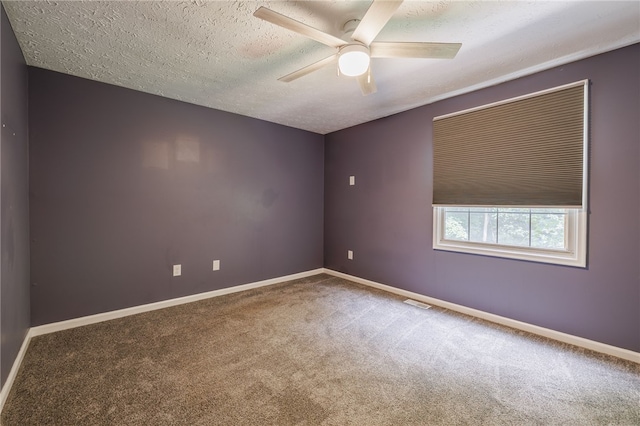 134 Jordache Ln, Ogden, NY 14559 - spare room with carpet floors, a ceiling fan, and a textured ceiling