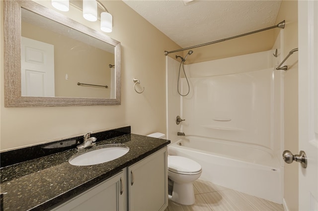 134 Jordache Ln, Ogden, NY 14559 - full bath with vanity, shower / washtub combination, tile patterned flooring, and a textured ceiling