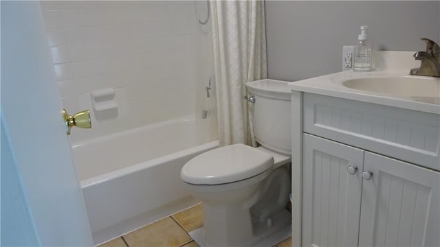 164 S Fitzhugh St, Rochester, NY 14608 - bathroom with shower / bath combination with curtain, tile patterned floors, and vanity