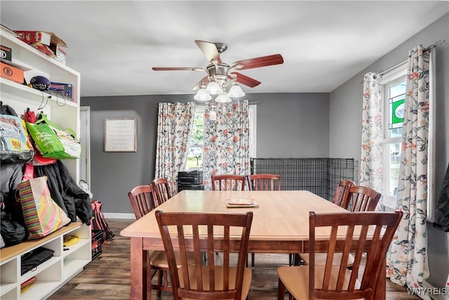 4034 Burke Pkwy, Hamburg, NY 14219 - dining space with ceiling fan and dark wood finished floors