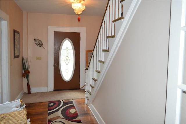 132 Main St, Unadilla, NY 13849 - entrance foyer featuring stairway and baseboards