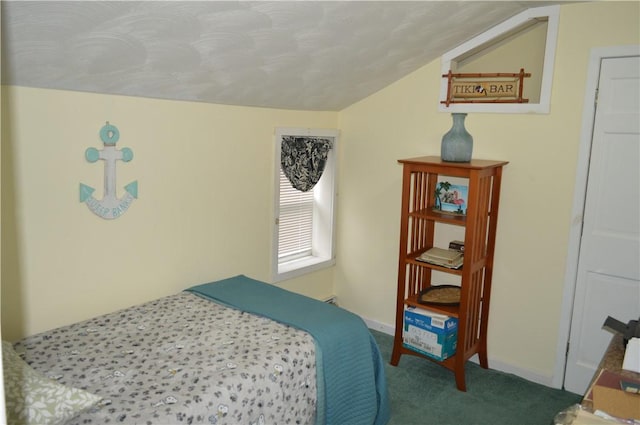 132 Main St, Unadilla, NY 13849 - carpeted bedroom featuring vaulted ceiling