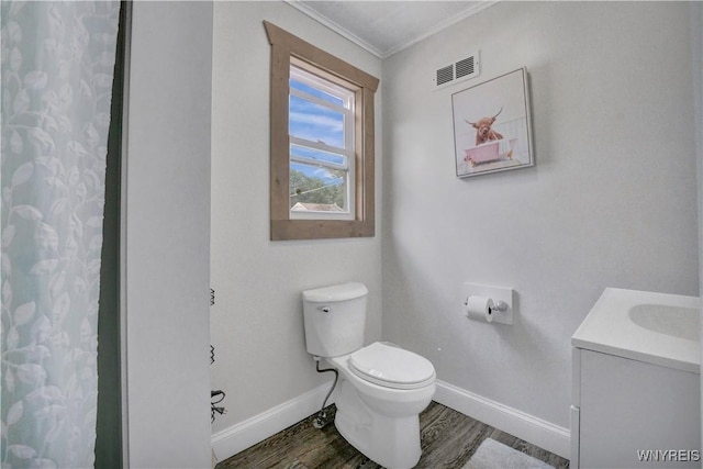 10470 Main St, North Collins, NY 14111 - full bath with vanity, ornamental molding, wood finished floors, and a shower with curtain