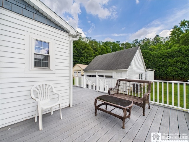 118 N 3rd St, Allegany, NY 14706 - deck featuring an outbuilding