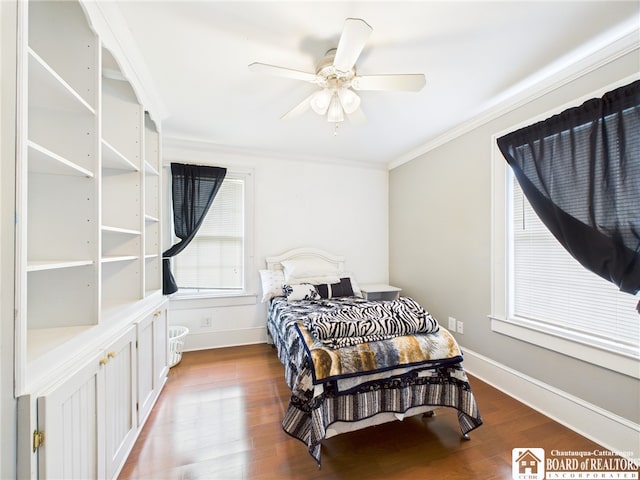 118 N 3rd St, Allegany, NY 14706 - bedroom with crown molding, wood finished floors, and a ceiling fan