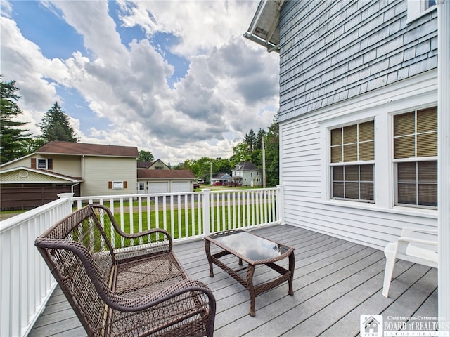 118 N 3rd St, Allegany, NY 14706 - wooden deck featuring a yard and a residential view