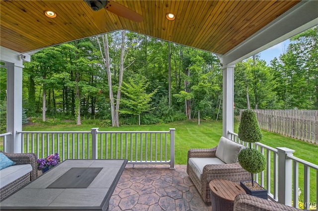 8873 Salvatore Ave, Lysander, NY 13027 - view of patio featuring an outdoor living space and ceiling fan