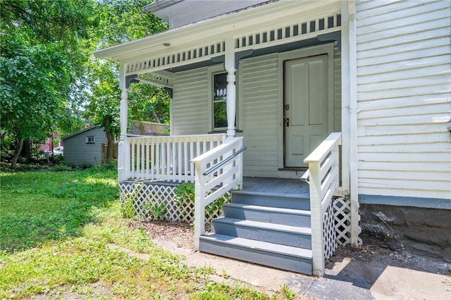 9 Englert St, Rochester, NY 14605 - view of exterior entry featuring a porch