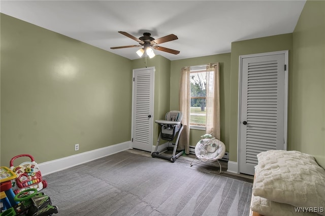 2610 Coomer Rd, Newfane, NY 14028 - recreation room with a ceiling fan and a baseboard heating unit