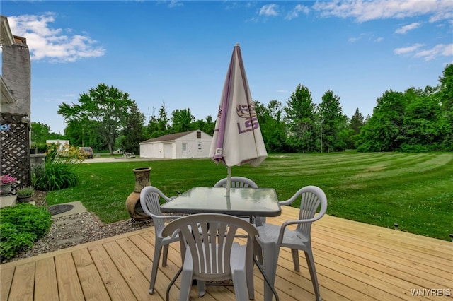 2610 Coomer Rd, Newfane, NY 14028 - deck featuring a lawn and outdoor dining area