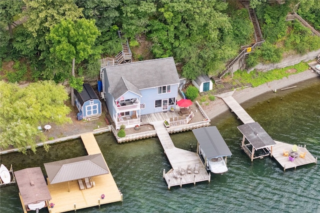 5041 Mapes Mathews Rd, Hector, NY 14818 - dock area featuring stairs and a deck with water view