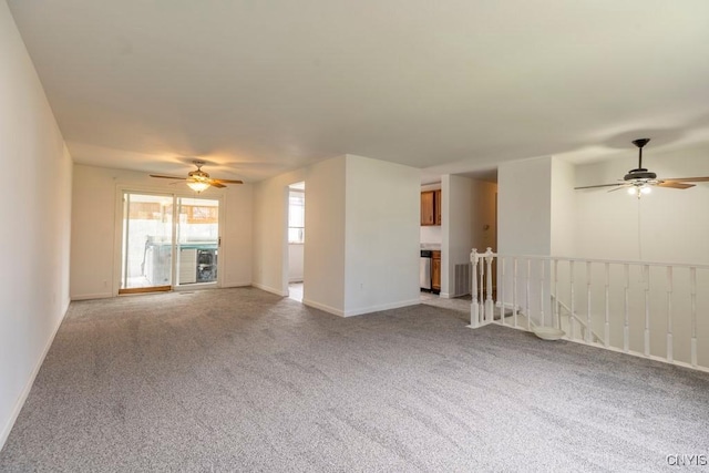 8405 Winterberry Way, Clay, NY 13090 - unfurnished living room with a ceiling fan and carpet floors