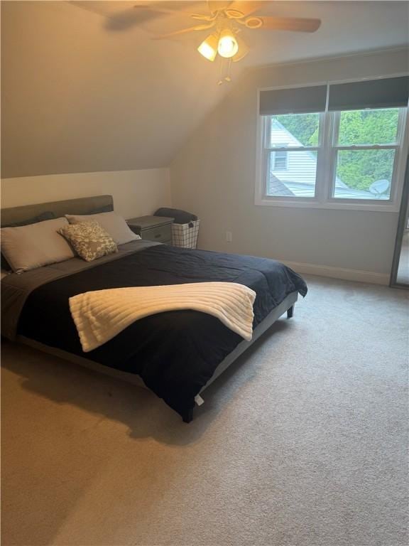 82 Winsor Cir, Elmira, NY 14905 - bedroom with carpet, a ceiling fan, and lofted ceiling
