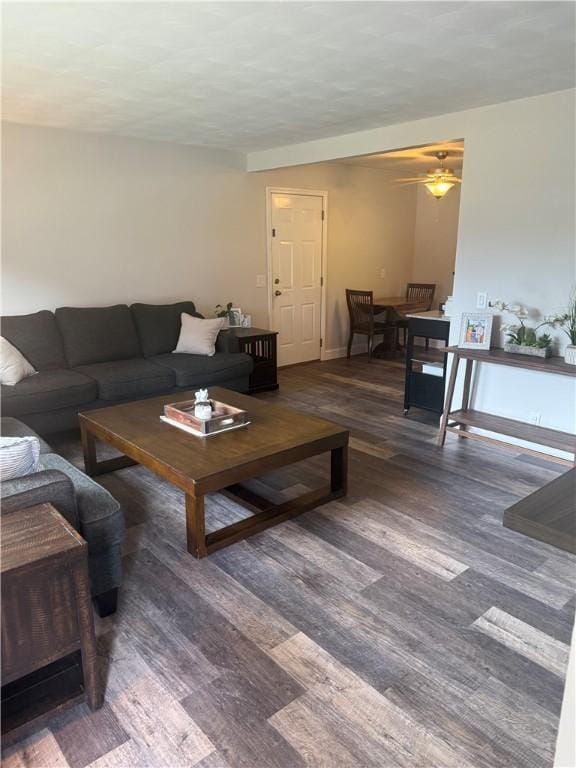 82 Winsor Cir, Elmira, NY 14905 - living room featuring wood finished floors and a ceiling fan