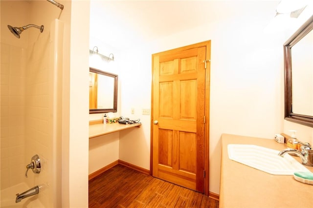 155 Hall Rd, Afton, NY 13730 - bathroom with shower / bath combination, wood finished floors, and vanity
