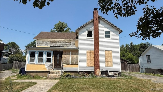 8713 Main St, Somerset, NY 14012 - back of property with a chimney and entry steps