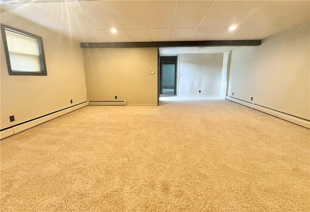 12017 Birch Dr, Corning, NY 14830 - spare room with carpet floors, a baseboard heating unit, and recessed lighting