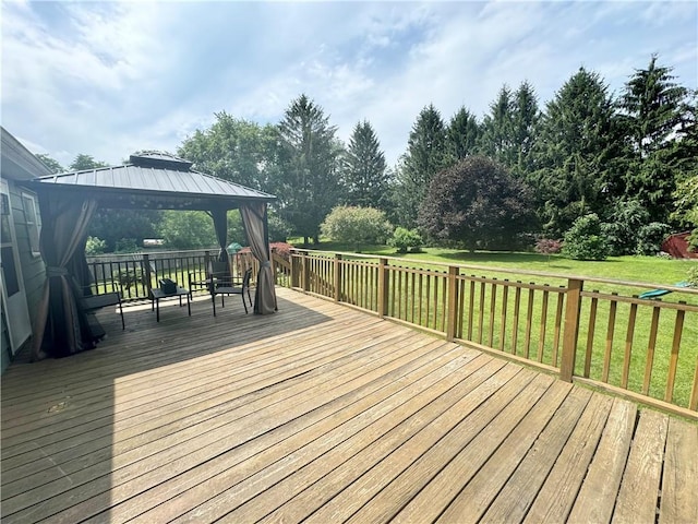 12017 Birch Dr, Corning, NY 14830 - deck featuring a gazebo and a yard