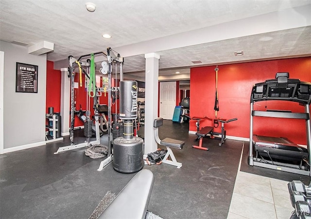 7991 Austrian Pine Cir, Pompey, NY 13104 - workout area with baseboards and recessed lighting