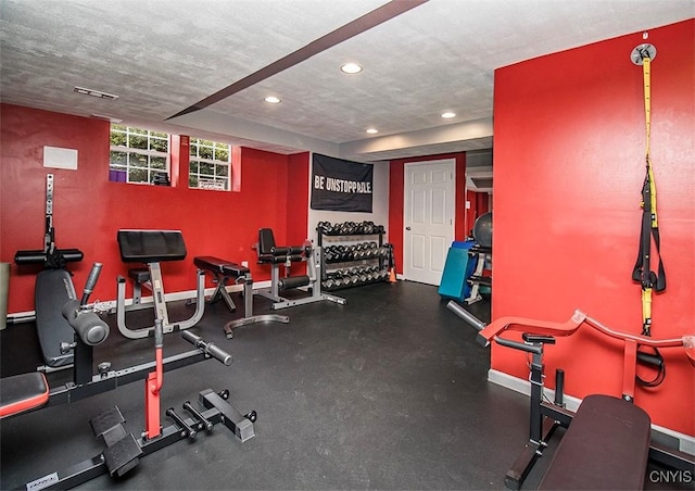 7991 Austrian Pine Cir, Pompey, NY 13104 - exercise room with recessed lighting and baseboards