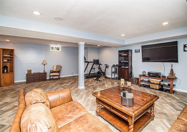7991 Austrian Pine Cir, Pompey, NY 13104 - living area featuring wood finished floors and recessed lighting
