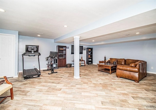 7991 Austrian Pine Cir, Pompey, NY 13104 - exercise area with light wood finished floors and recessed lighting