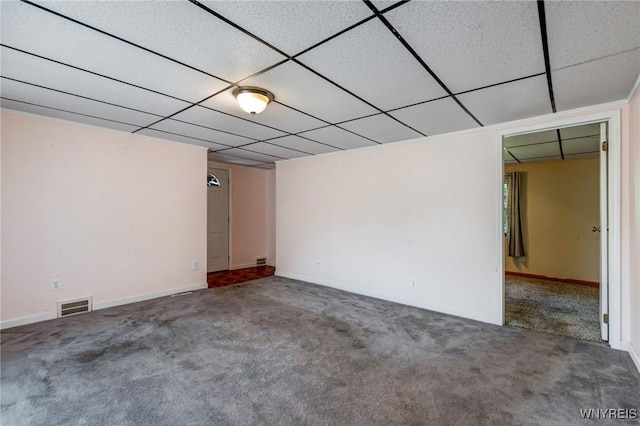 5910 Edgewood Dr, Niagara, NY 14304 - carpeted empty room with a drop ceiling and baseboards