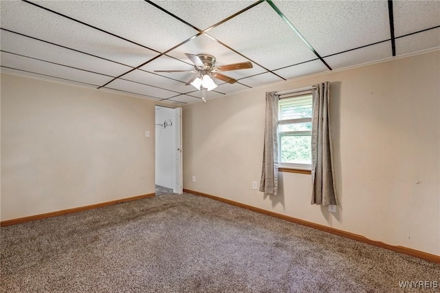 5910 Edgewood Dr, Niagara, NY 14304 - carpeted empty room featuring ceiling fan and a paneled ceiling