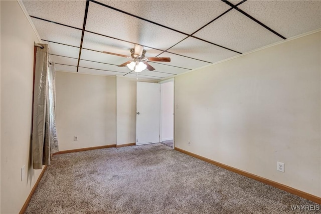 5910 Edgewood Dr, Niagara, NY 14304 - carpeted empty room with ceiling fan and a paneled ceiling
