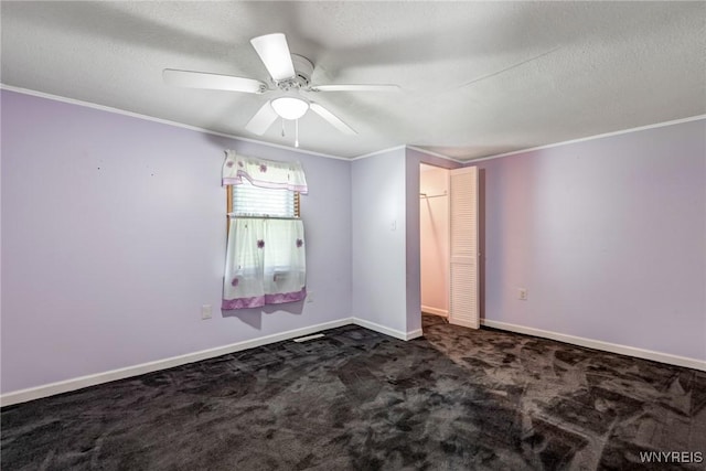 5910 Edgewood Dr, Niagara, NY 14304 - unfurnished bedroom with crown molding, carpet floors, a textured ceiling, and ceiling fan