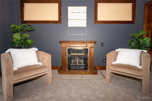 2912 Eggert Rd, Tonawanda, NY 14150 - sitting room with a glass covered fireplace and carpet