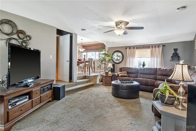 511 Drexler St, Salina, NY 13088 - carpeted living room featuring ceiling fan