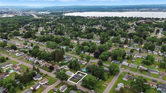 511 Drexler St, Salina, NY 13088 - aerial view of property and surrounding area with property boundaries highlighted and nearby suburban area