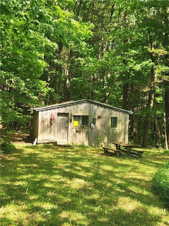 142 John Smith Rd, Pharsalia, NY 13844 - view of outdoor structure with a wooded view