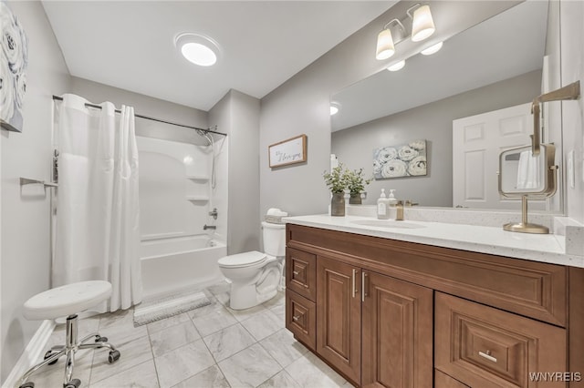 9443 Heritage Path Unit B, Clarence, NY 14032 - bathroom featuring vanity, shower / bath combination with curtain, and marble finish floors