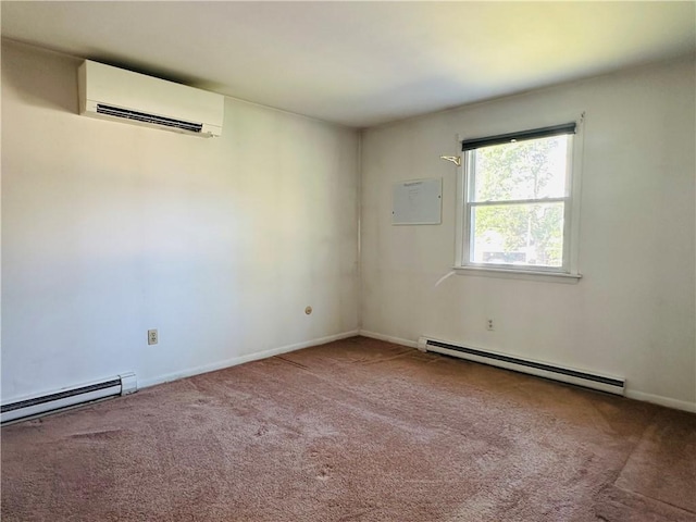 55 Wegman St, Sennett, NY 13021 - carpeted empty room featuring a baseboard radiator, a wall mounted AC, and baseboard heating