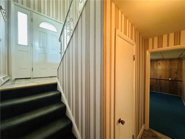 55 Wegman St, Sennett, NY 13021 - stairs with wallpapered walls