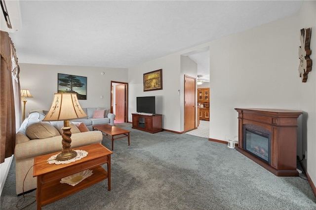 7219 Apple St, Bath, NY 14810 - living area with carpet floors and a glass covered fireplace