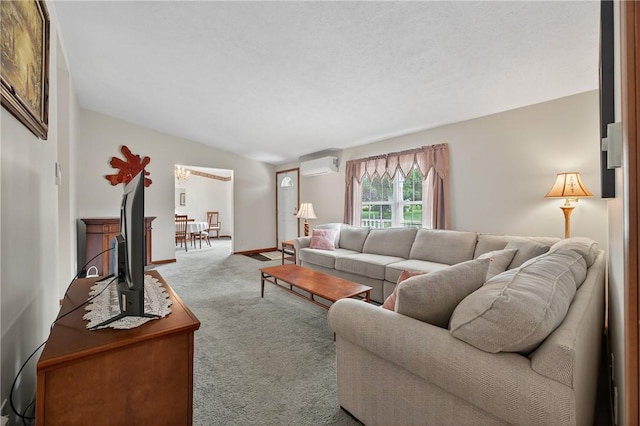 7219 Apple St, Bath, NY 14810 - living area with carpet floors and a wall mounted air conditioner