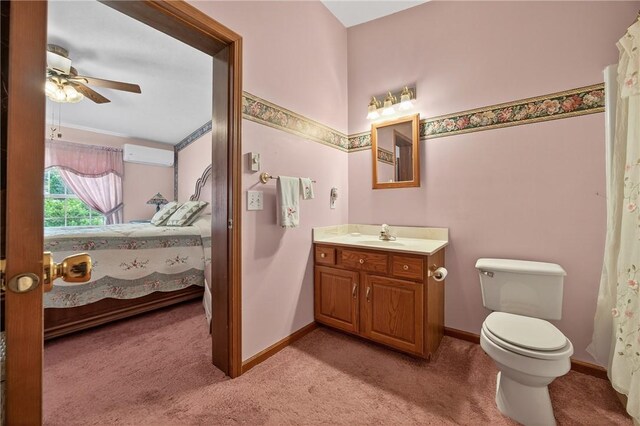 7219 Apple St, Bath, NY 14810 - full bath featuring ensuite bathroom, vanity, ceiling fan, and a wall unit AC