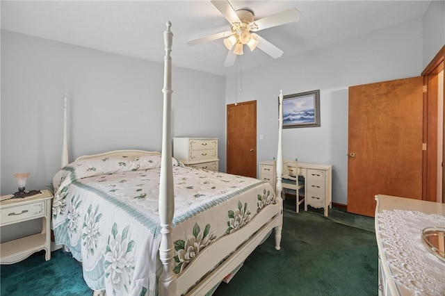 7219 Apple St, Bath, NY 14810 - bedroom featuring dark carpet and a ceiling fan