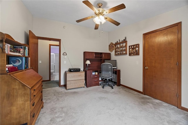 7219 Apple St, Bath, NY 14810 - office area featuring ceiling fan and light carpet