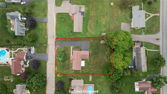 7219 Apple St, Bath, NY 14810 - aerial view of property's location featuring property parcel outlined and a pool