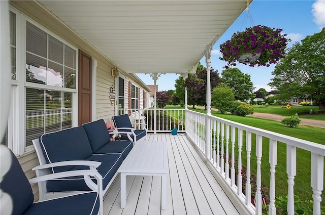 7219 Apple St, Bath, NY 14810 - porch featuring an outdoor living space and a yard