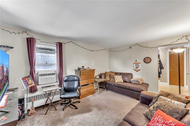 11 7th Ave, North Tonawanda, NY 14120 - living area with cooling unit, radiator heating unit, and carpet