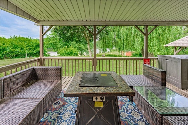 283 Erin Rd, Ridgeway, NY 14103 - wooden terrace featuring a yard and an outdoor living space