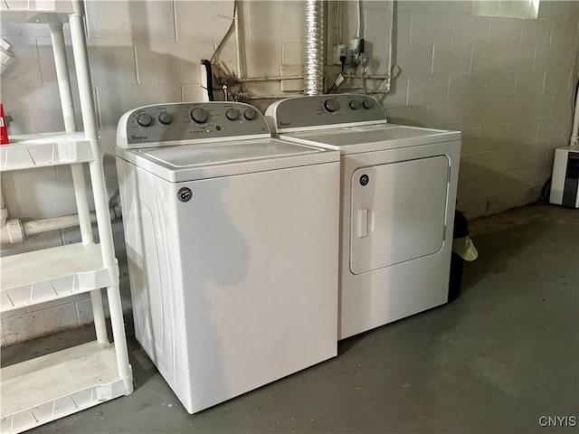 119 Marnie St, Deerfield, NY 13502 - washroom featuring washer and clothes dryer and concrete block wall