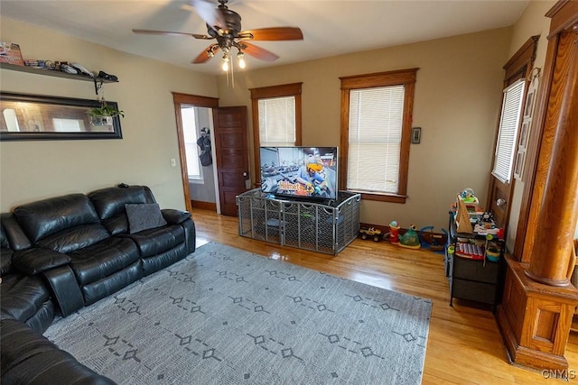 2228-30 Grant Blvd Unit 30, Syracuse, NY 13208 - living area featuring a ceiling fan and light wood finished floors