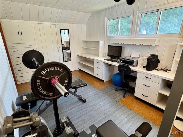 153 Milnor Ave, Syracuse, NY 13224 - office with wood finished floors, vaulted ceiling, and wood walls