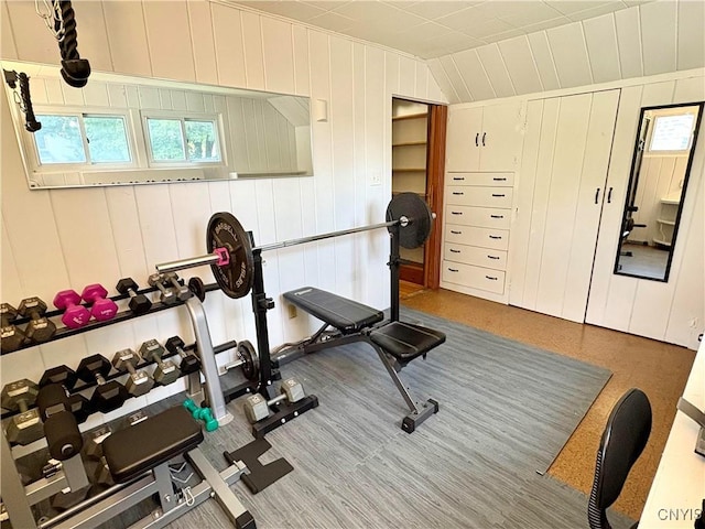 153 Milnor Ave, Syracuse, NY 13224 - workout room with carpet flooring and a decorative wall